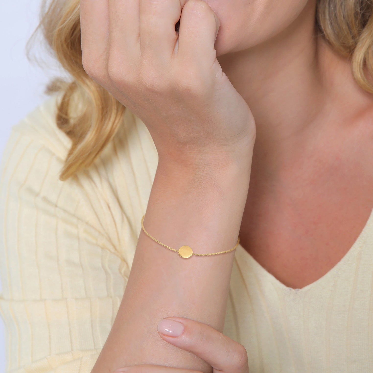 Gold - Elli | Armband Plättchen | 925er Sterling Silber Vergoldet