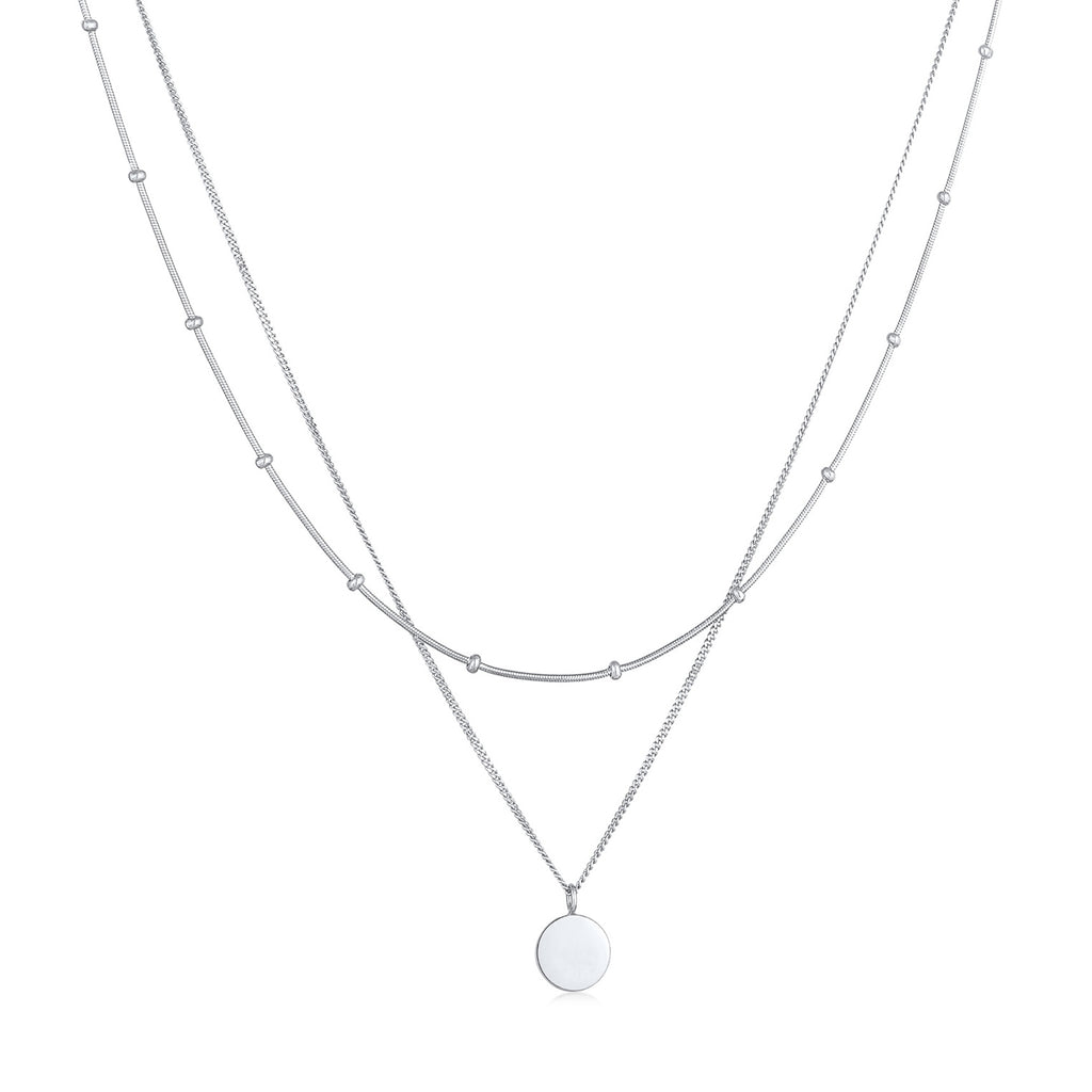 Silber - Elli | Layer-Halskette Plättchen | 925er Sterling Silber
