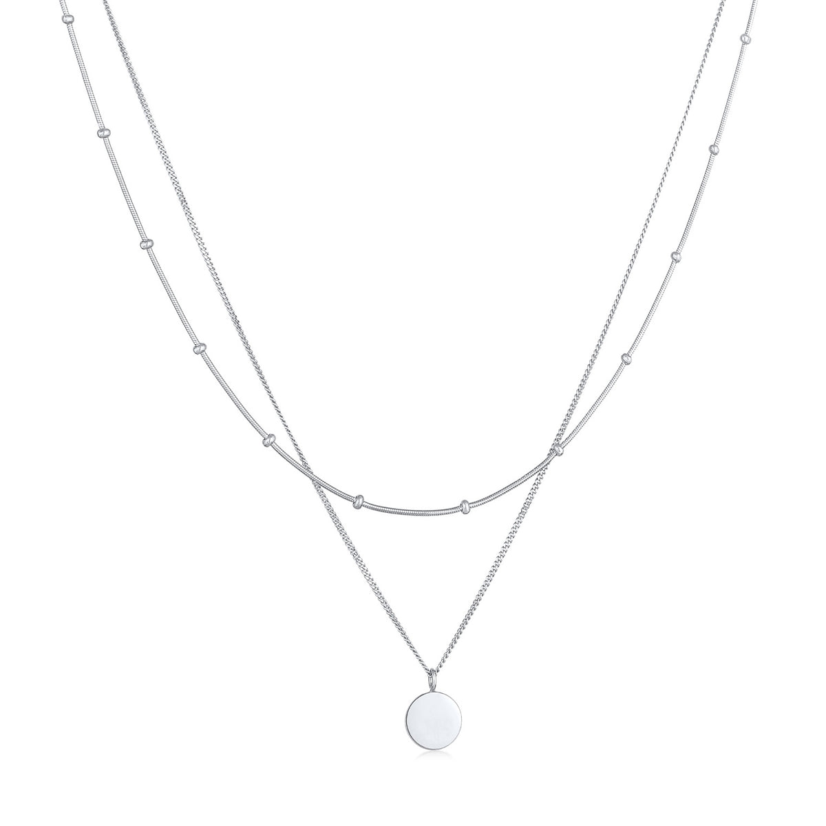 Silber - Elli | Layer-Halskette Plättchen | 925er Sterling Silber