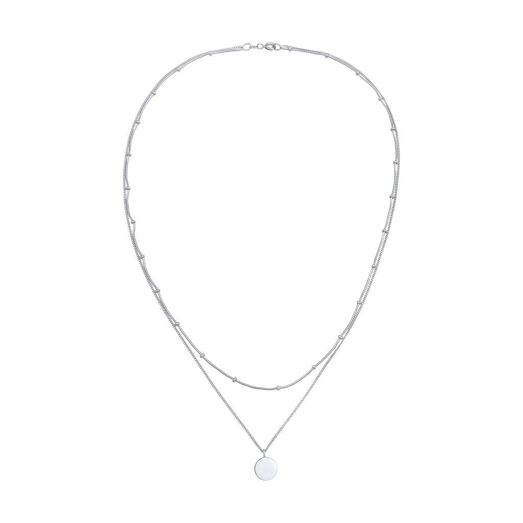 Silber - Elli | Layer-Halskette Plättchen | 925er Sterling Silber