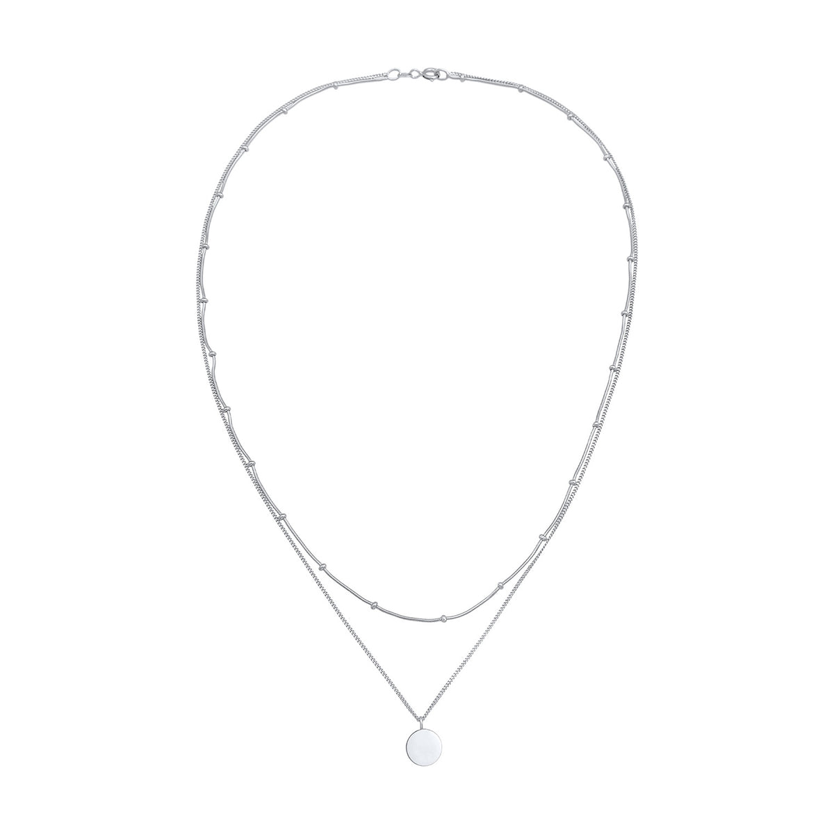 Silber - Elli | Layer-Halskette Plättchen | 925er Sterling Silber