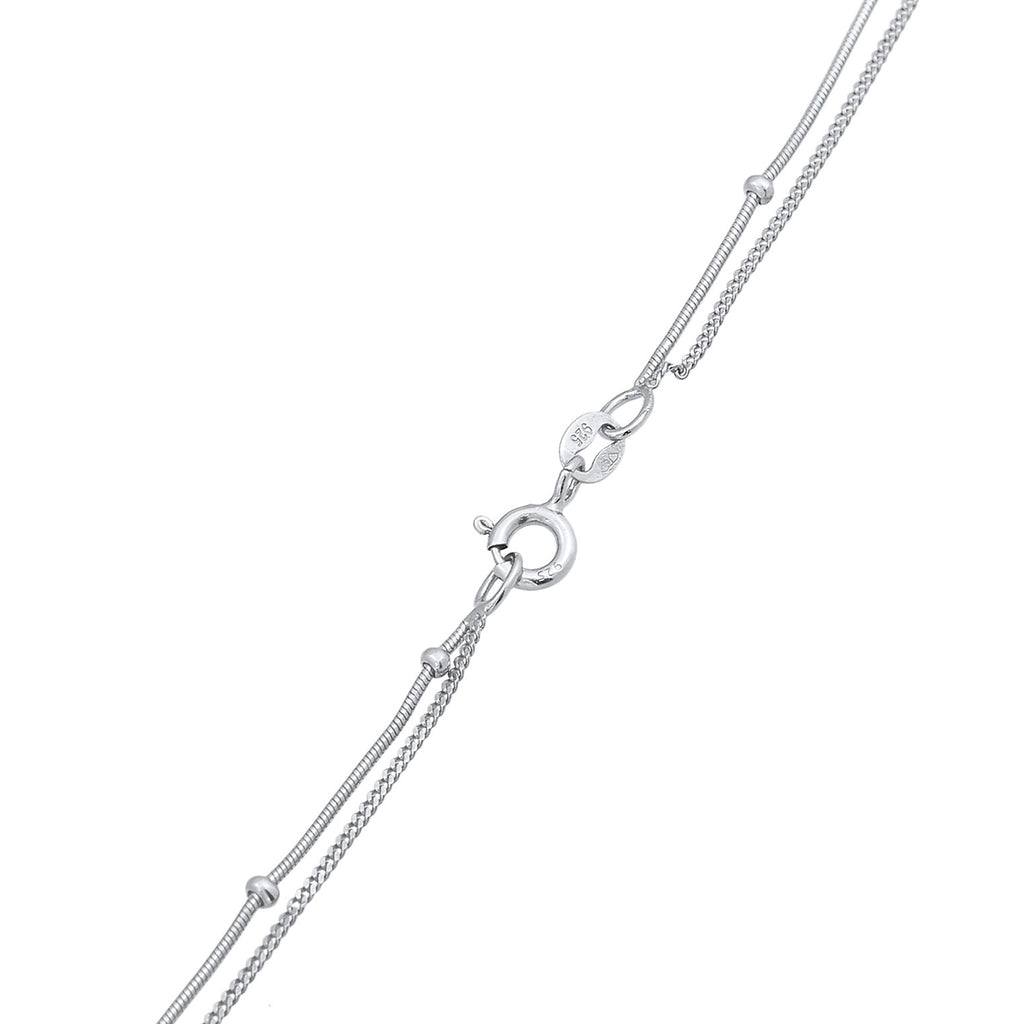 Silber - Elli | Layer-Halskette Plättchen | 925er Sterling Silber