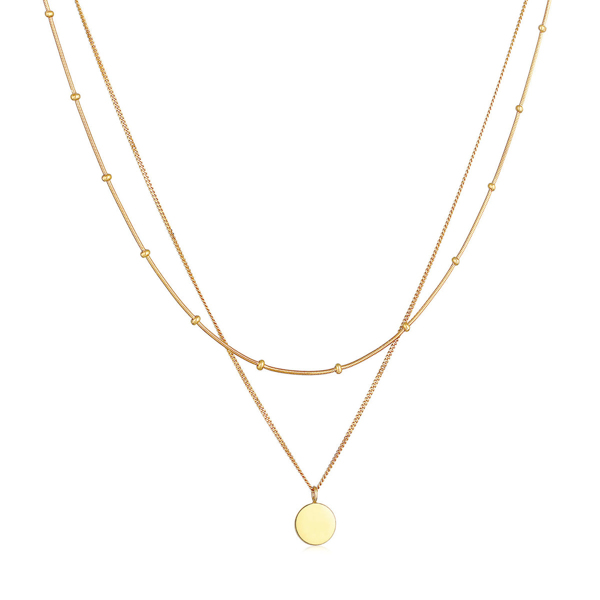 Gold - Elli | Layer-Halskette Plättchen | 925er Sterling Silber