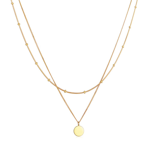 Gold - Elli | Layer-Halskette Plättchen | 925er Sterling Silber