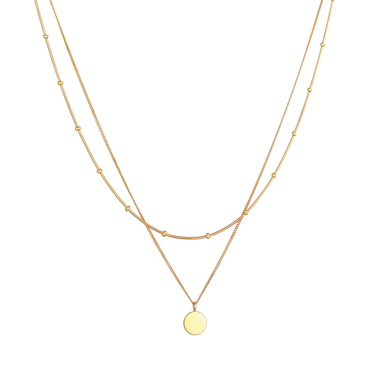 Gold - Elli | Layer-Halskette Plättchen | 925er Sterling Silber