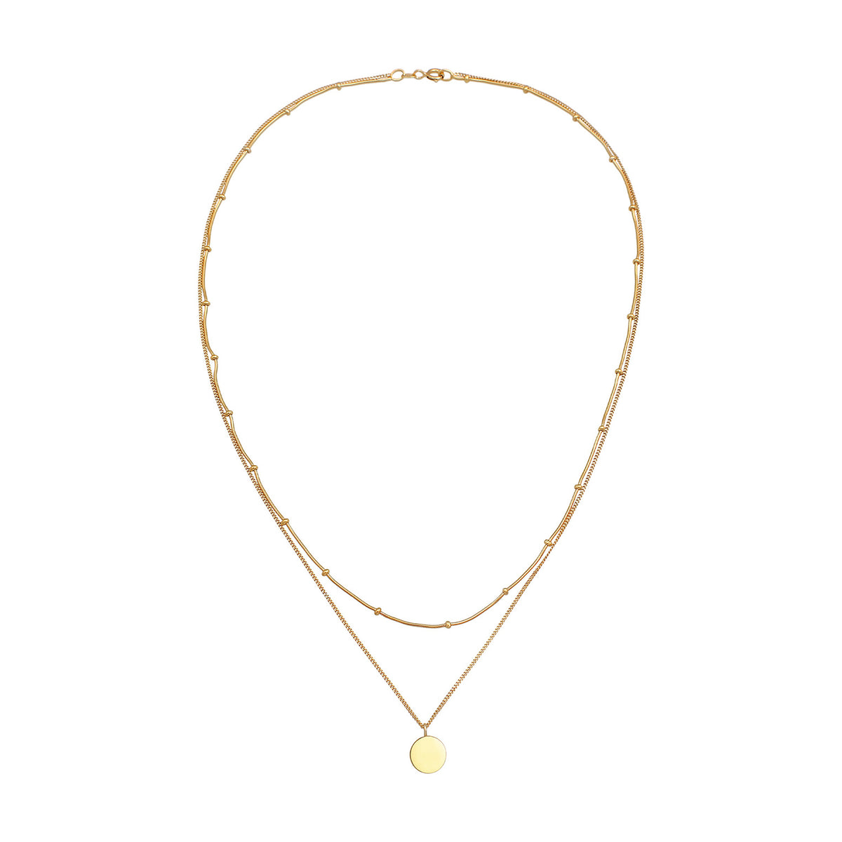 Gold - Elli | Layer-Halskette Plättchen | 925er Sterling Silber