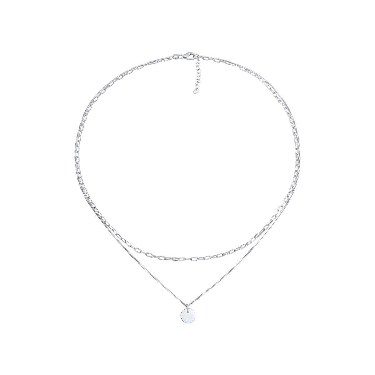 Silber - Elli | Layer-Halskette Plättchen | 925er Sterling Silber
