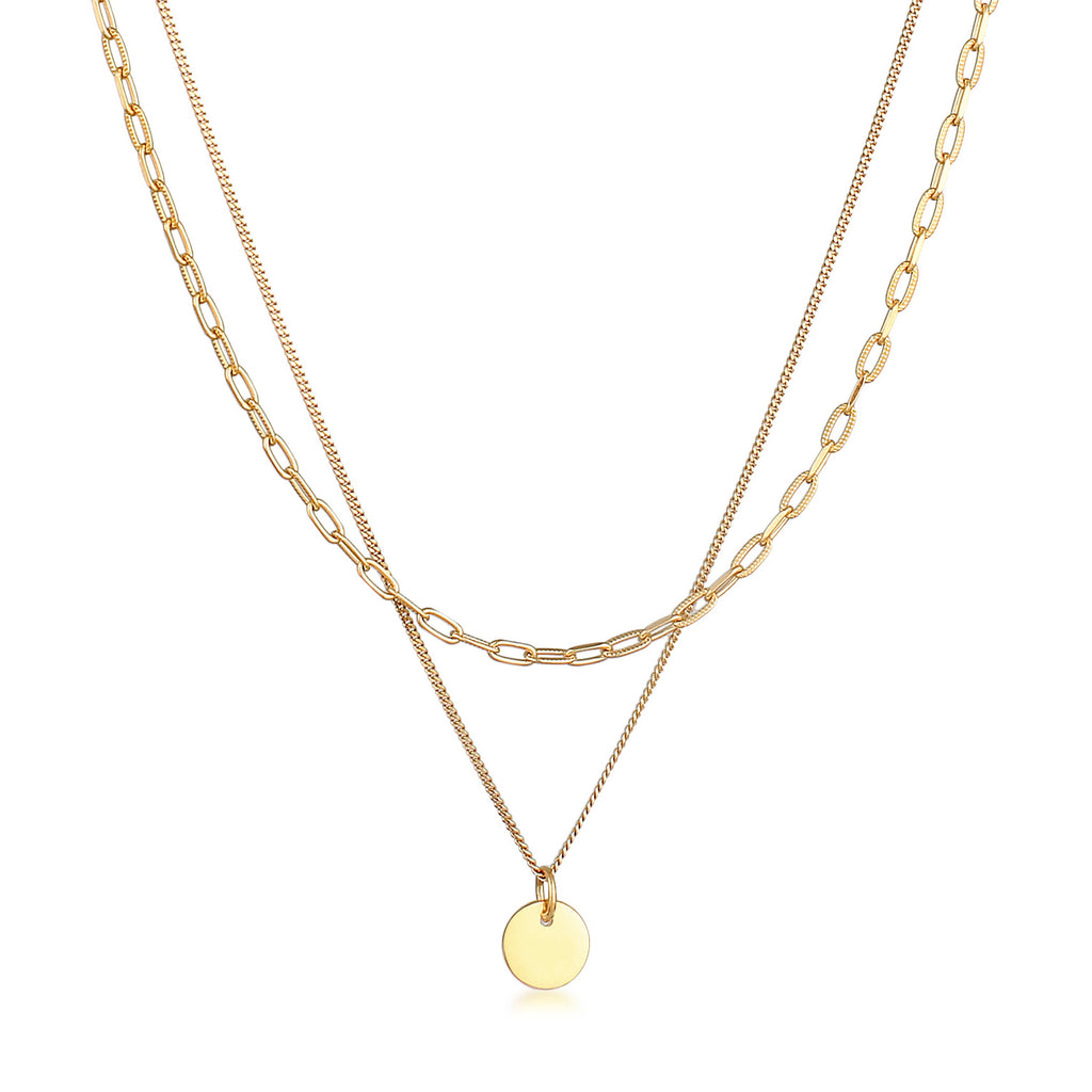 Gold - Elli | Layer-Halskette Plättchen | 925er Sterling Silber