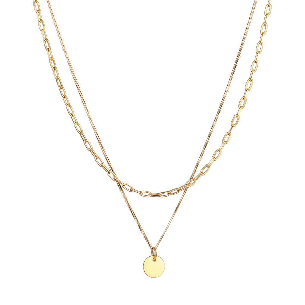 Gold - Elli | Layer-Halskette Plättchen | 925er Sterling Silber