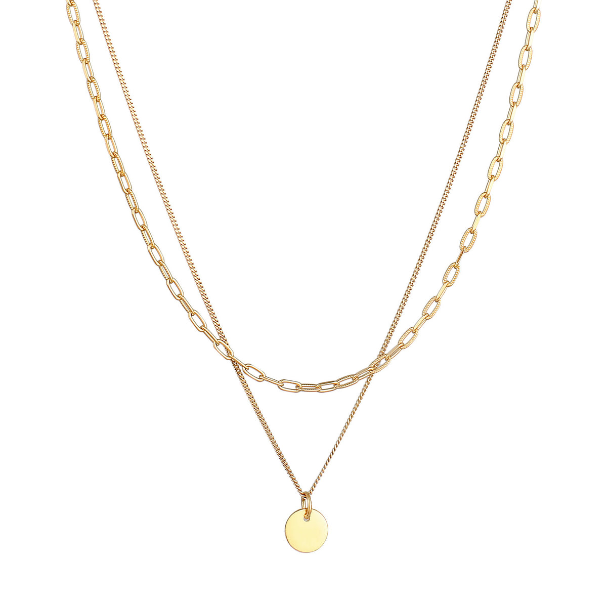 Gold - Elli | Layer-Halskette Plättchen | 925er Sterling Silber