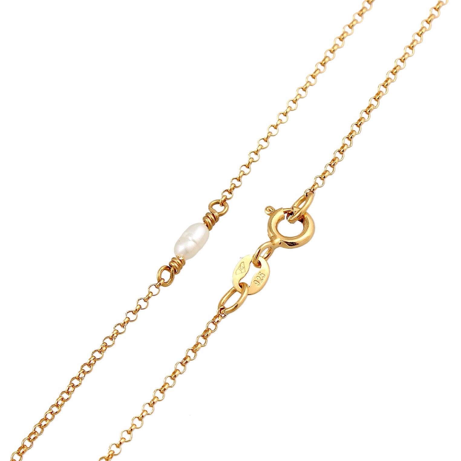 Gold - Elli | Halskette Basic | Süßwasserperlen | 925er Sterling Silber Vergoldet