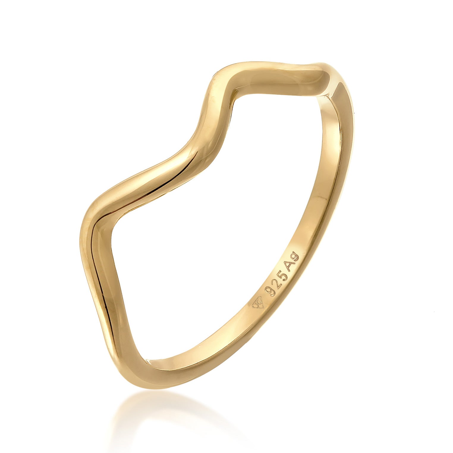 Gold - Elli | Ring Wellen | 925er Sterling Silber vergoldet