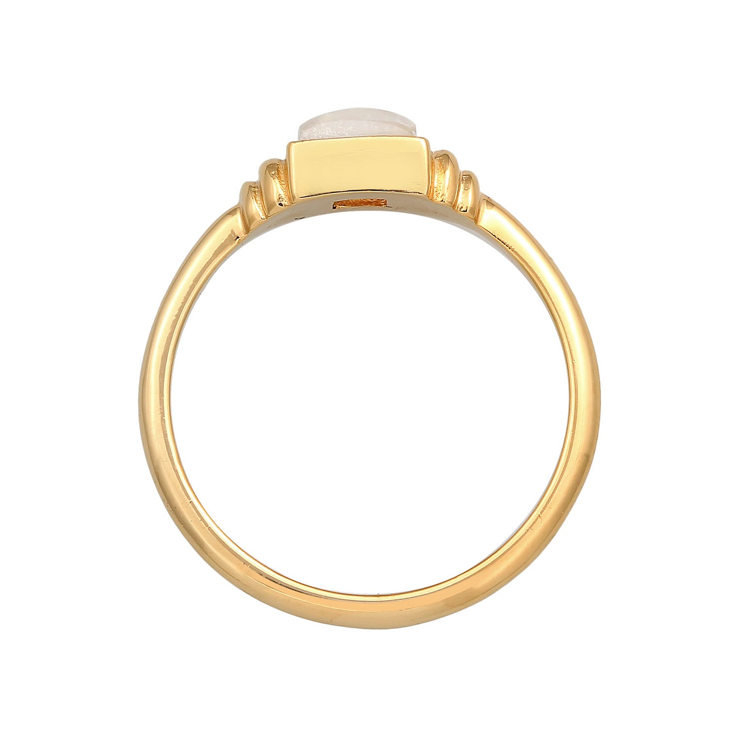 Gold - Elli PREMIUM | Ring Quadrat | Mondstein (Weiß) | 925er Sterling Silber