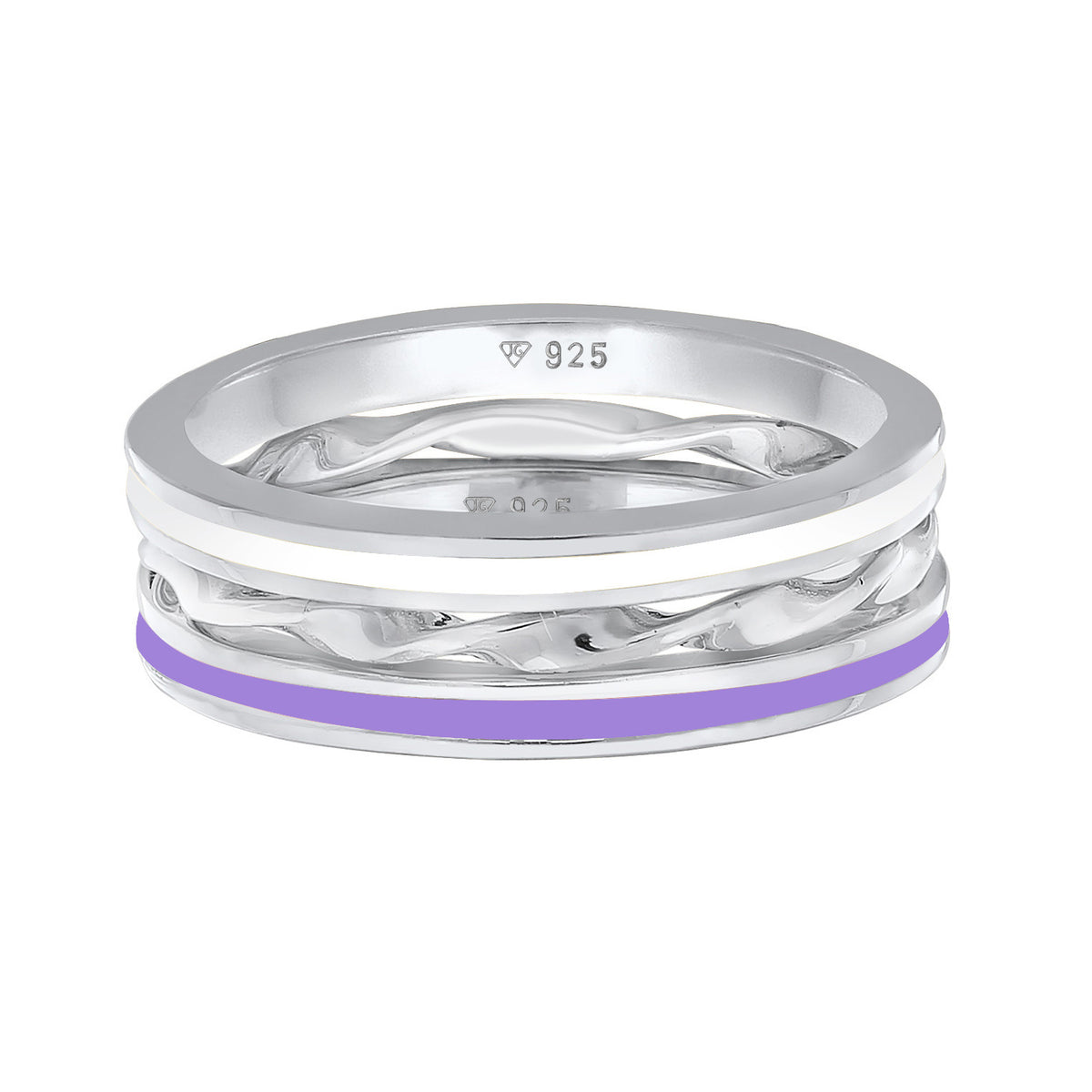 Silber - Elli | Ringset | Emaille (Lila) | 925er Sterling Silber
