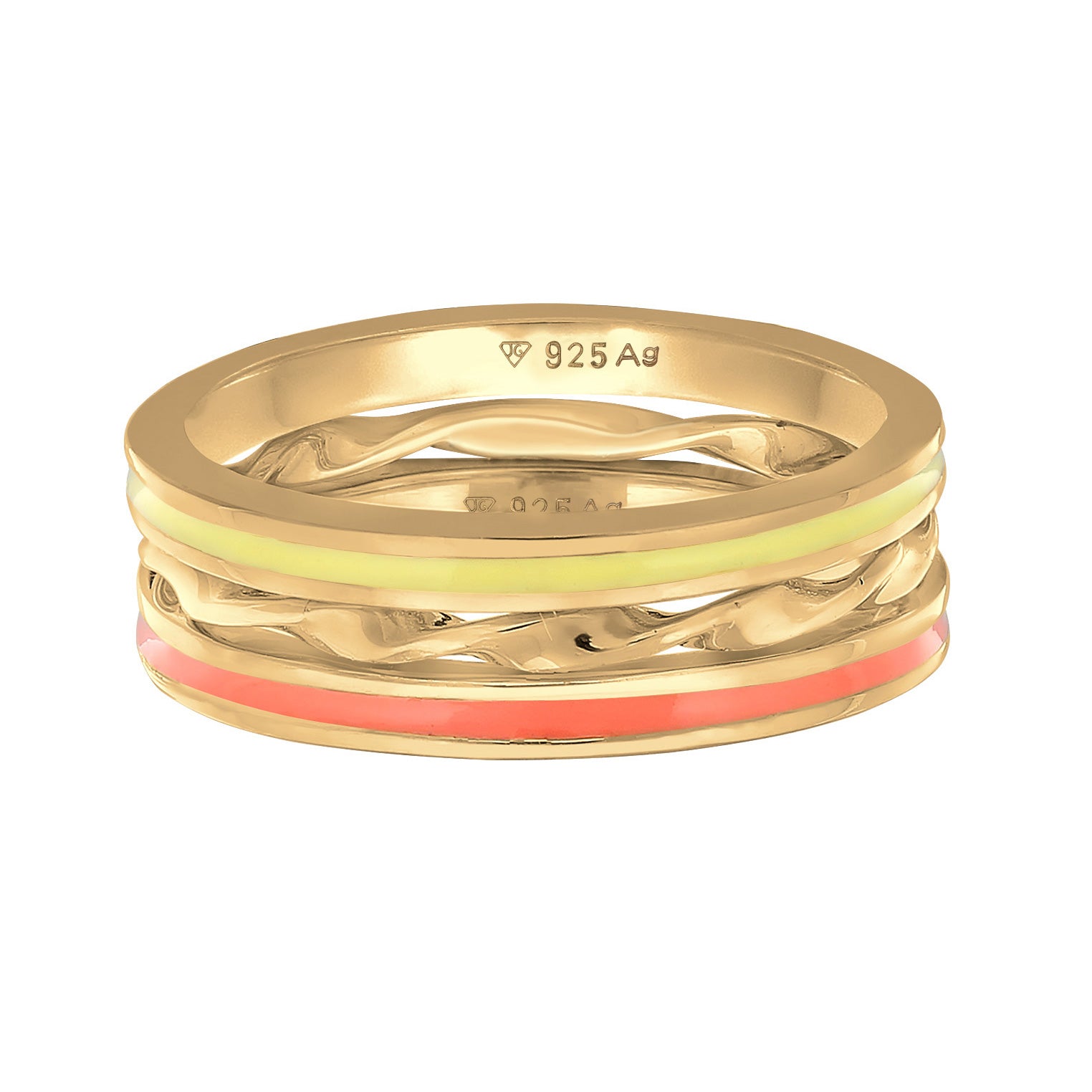 Gold - Elli | Ring 3er Set | Emaille | 925er Sterling Silber