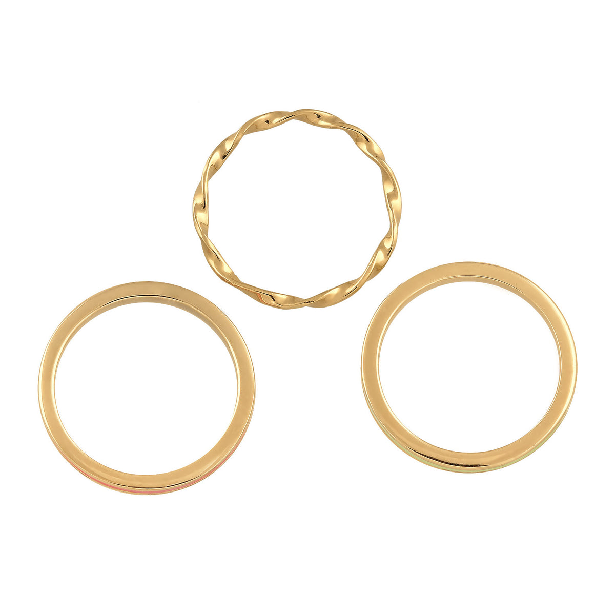 Gold - Elli | Ring 3er Set | Emaille | 925er Sterling Silber