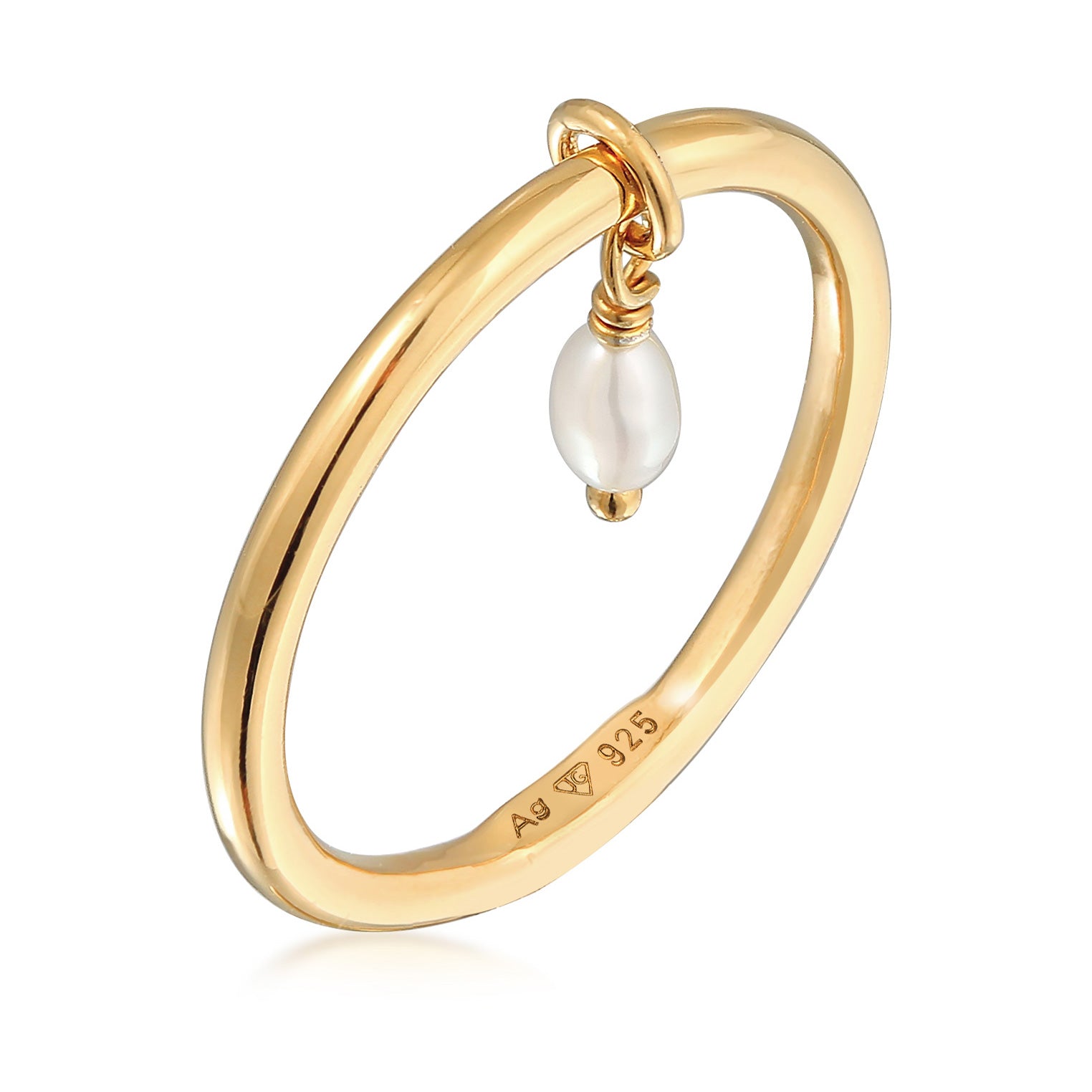 Gold - Elli | Bandring Stapelring Perle Basic 925 Ring vergoldet