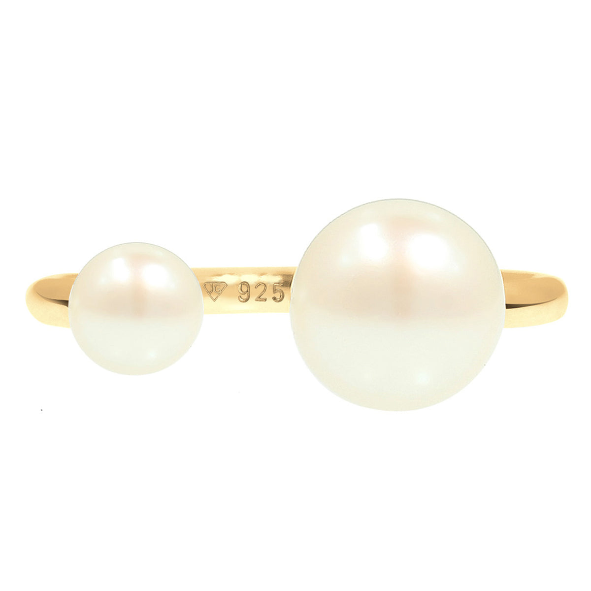 Gold - Elli | Ring Offen | Süßwasserperle | 925er Sterling Silber Vergoldet