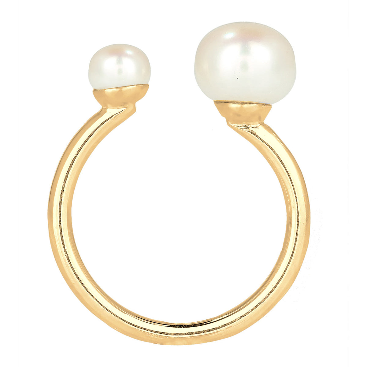 Gold - Elli | Ring Offen | Süßwasserperle | 925er Sterling Silber Vergoldet