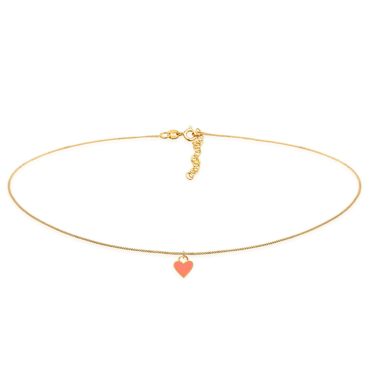 Orange - Elli | Choker Herz | Emaille (Rosa) | 925er Sterling Silber Vergoldet