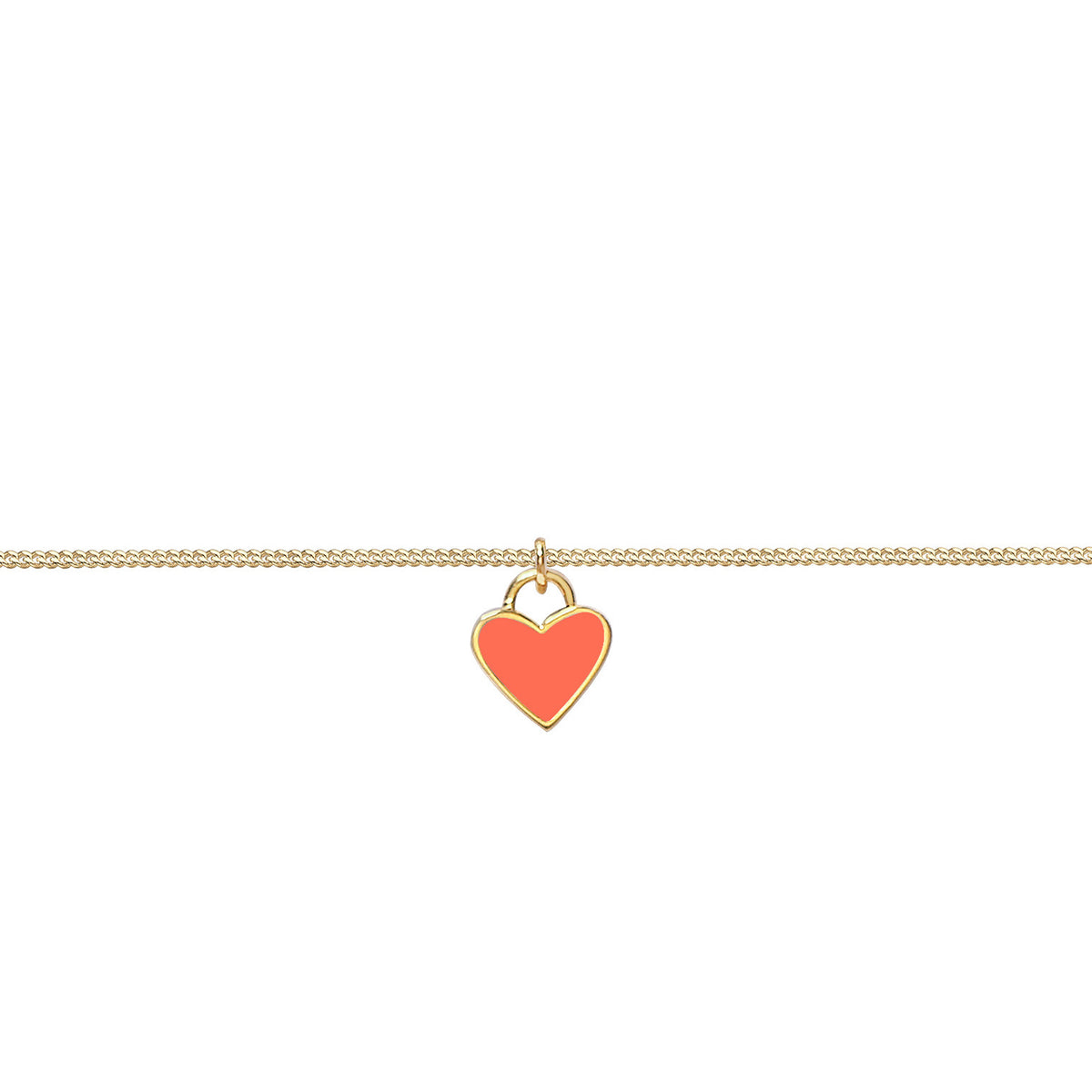 Orange - Elli | Choker Herz | Emaille (Rosa) | 925er Sterling Silber Vergoldet