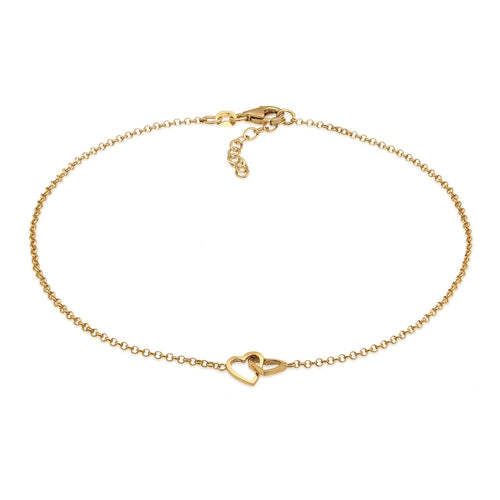 Gold - Elli | Fußkettchen Herz | 925 Sterling Silber Vergoldet