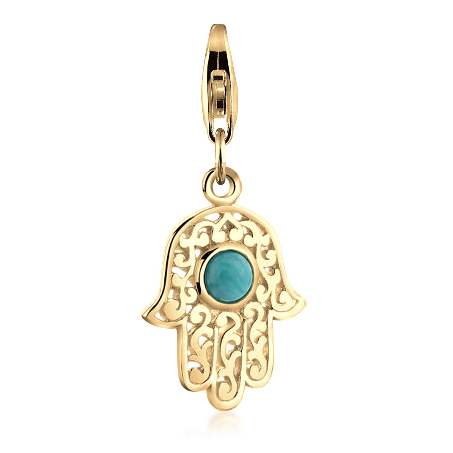 Gold - Nenalina | Charm Hamsa Hand | Howlith (Türkis) | 925er Sterling Silber