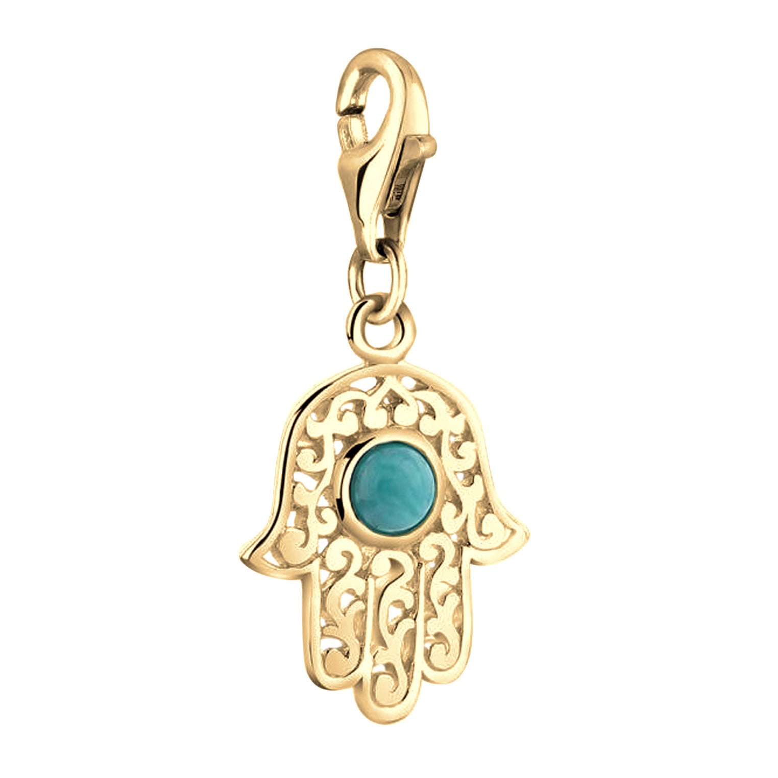 Gold - Nenalina | Charm Hamsa Hand | Howlith (Türkis) | 925er Sterling Silber