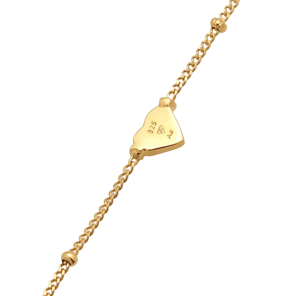 Hellgrün - Elli | Kugel-Fußkettchen Herz | Emaille | 925er Sterling Silber