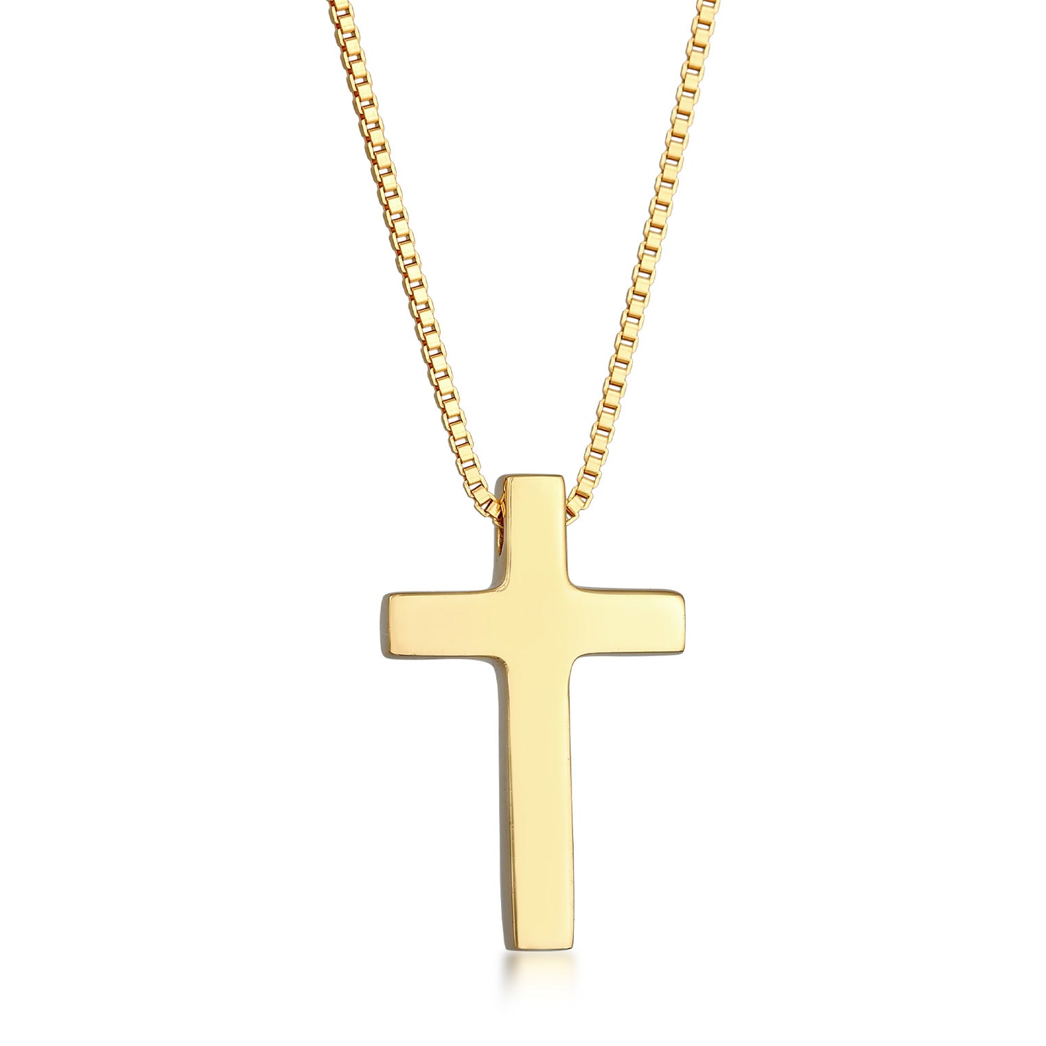 Gold - Elli PREMIUM | Kreuz Religion Basic Unisex 925 Silber vergoldet