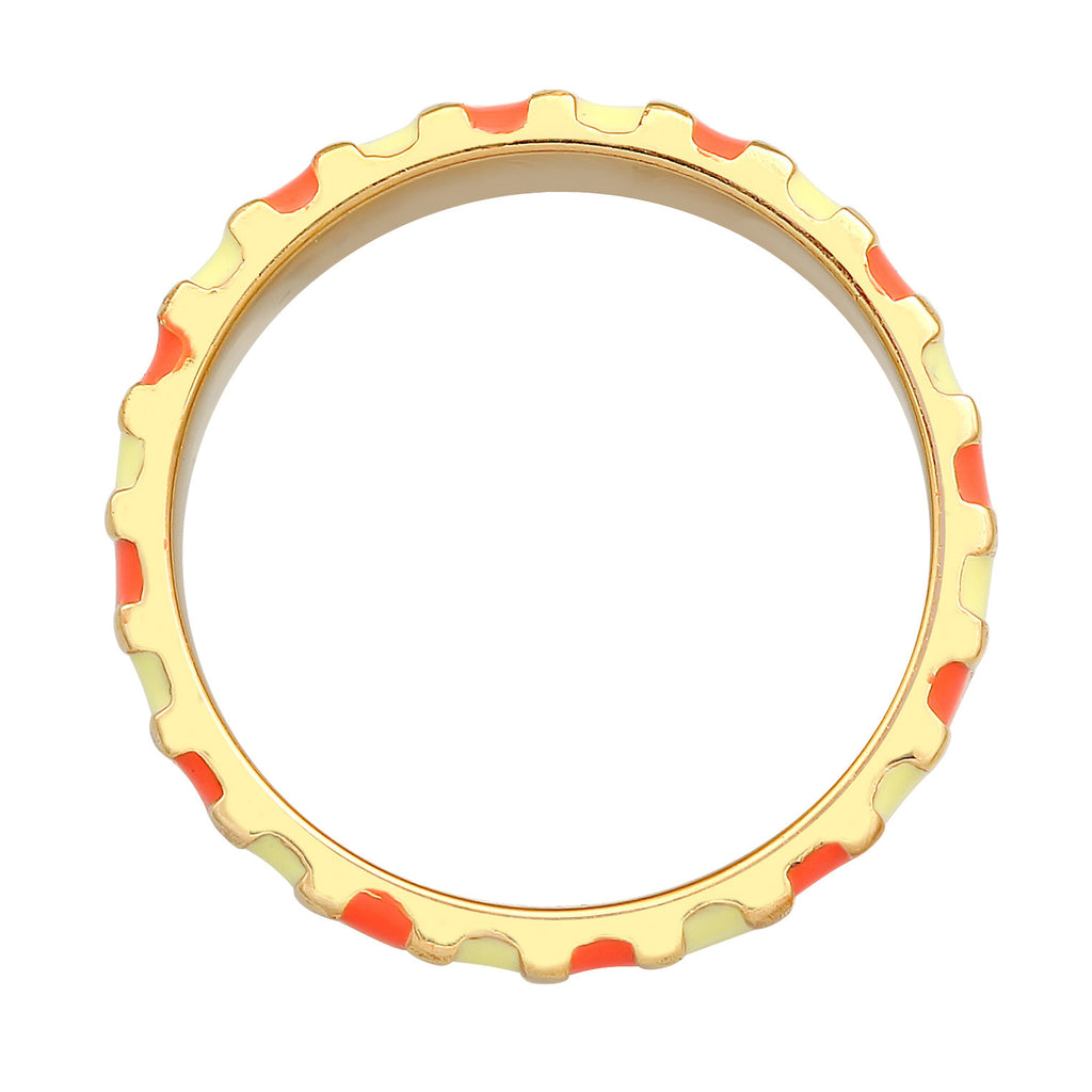 Orange - Elli | Bandring Rillen | Emaille (Orange) | 925er Sterling Silber Vergoldet