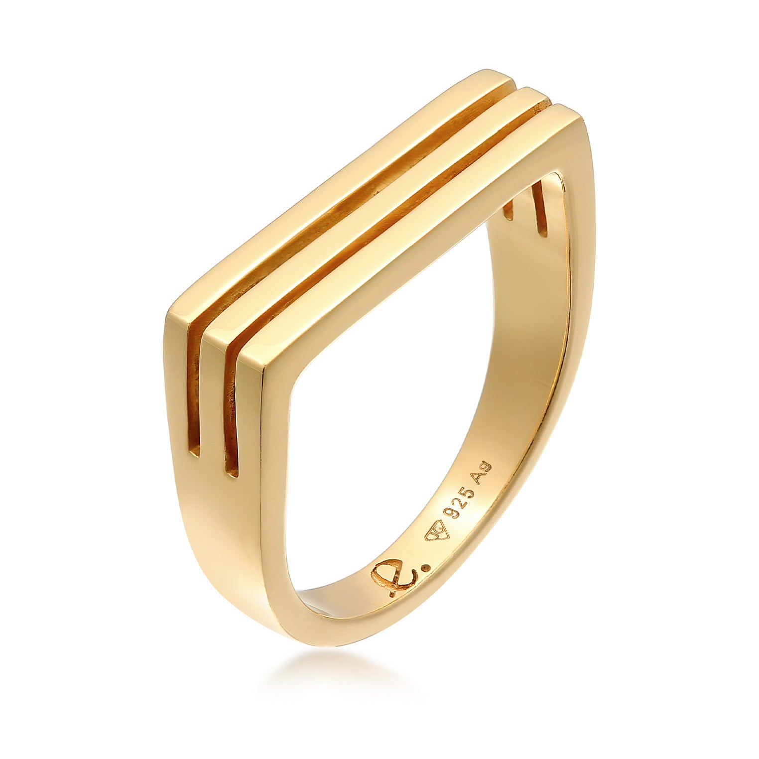Gold - Elli PREMIUM | Siegelring Geo Rillen | 925er Sterling Silber