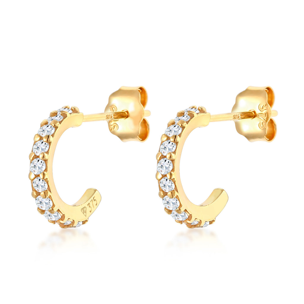 Gold - Elli PREMIUM | Creolen | Topas (Weiß) | 375 Gelbgold