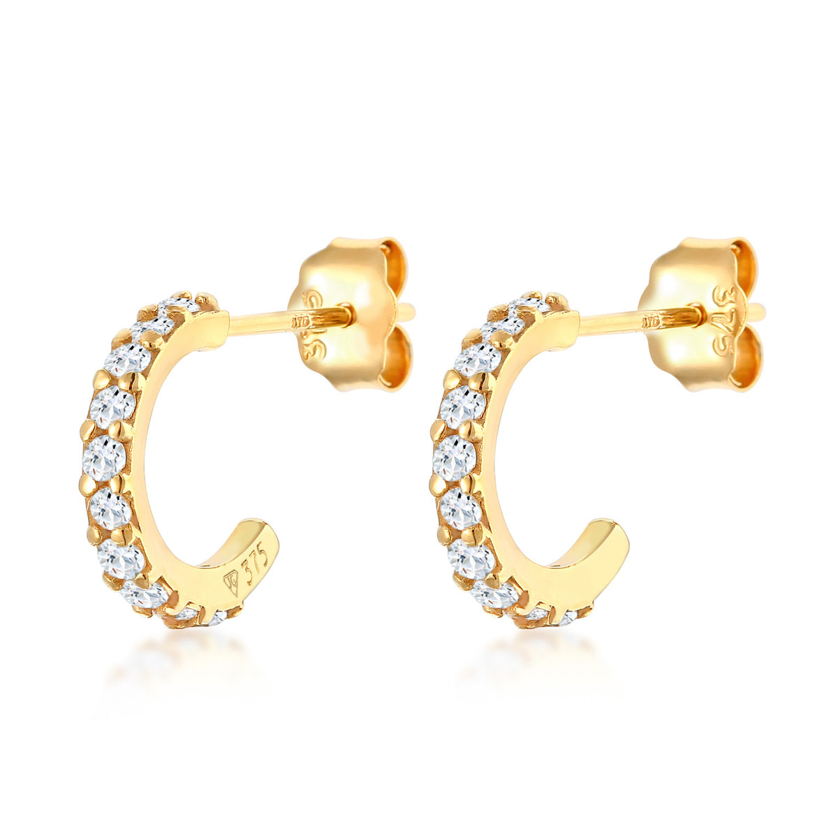 Gold - Elli PREMIUM | Creolen | Topas (Weiß) | 375 Gelbgold