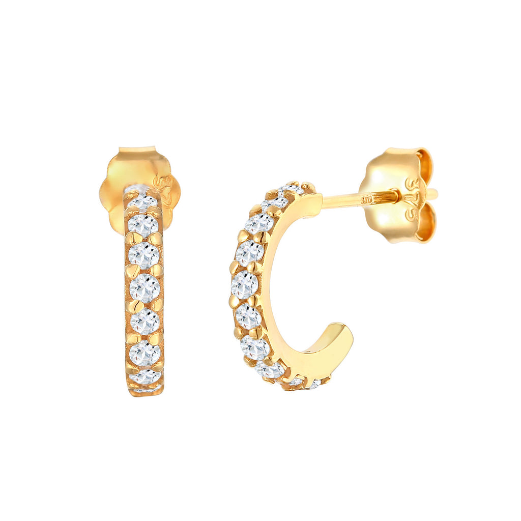 Gold - Elli PREMIUM | Creolen | Topas (Weiß) | 375 Gelbgold