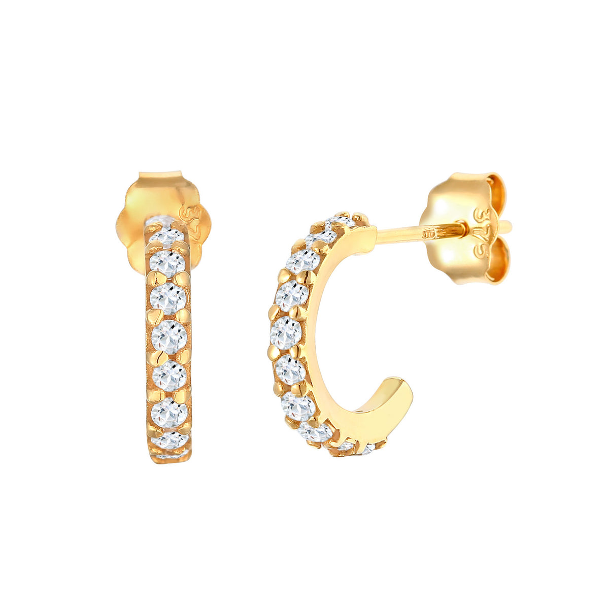 Gold - Elli PREMIUM | Creolen | Topas (Weiß) | 375 Gelbgold