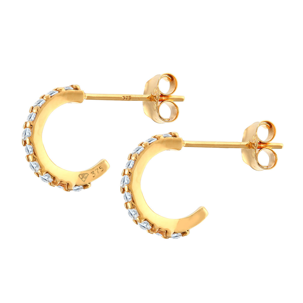 Gold - Elli PREMIUM | Creolen | Topas (Weiß) | 375 Gelbgold