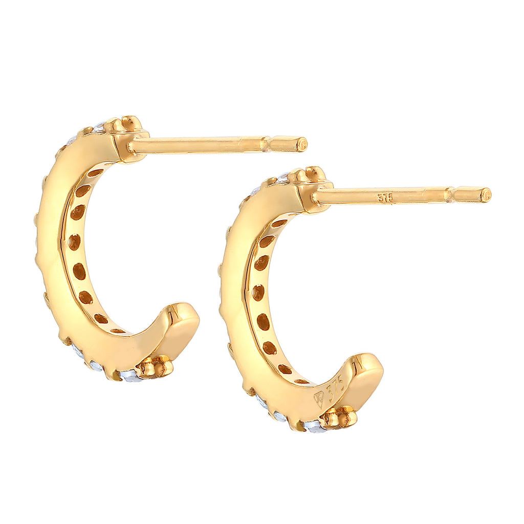 Gold - Elli PREMIUM | Creolen | Topas (Weiß) | 375 Gelbgold