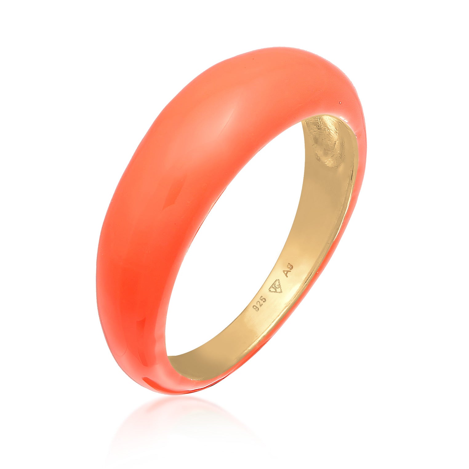 Orange - Elli | Bandring Pastell | Emaille (Orange) | 925er Sterling Silber vergoldet