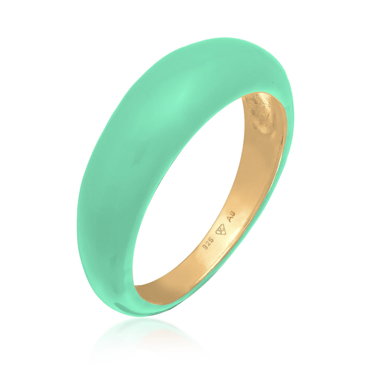 Türkis - Elli | Bandring Pastell | Emaille | 925er Sterling Silber vergoldet