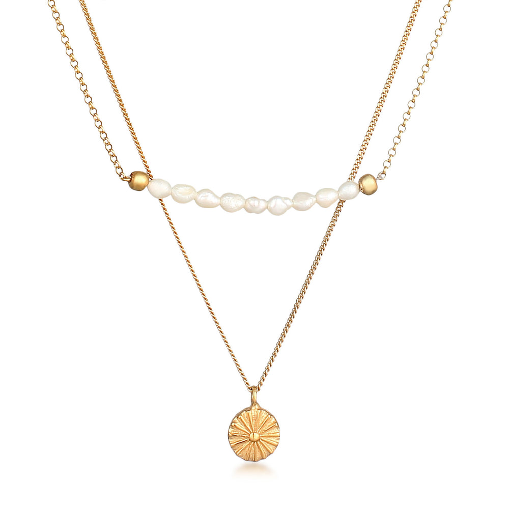 Boho layered necklace | Freshwater pearls