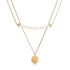 Boho layered necklace | Freshwater pearls