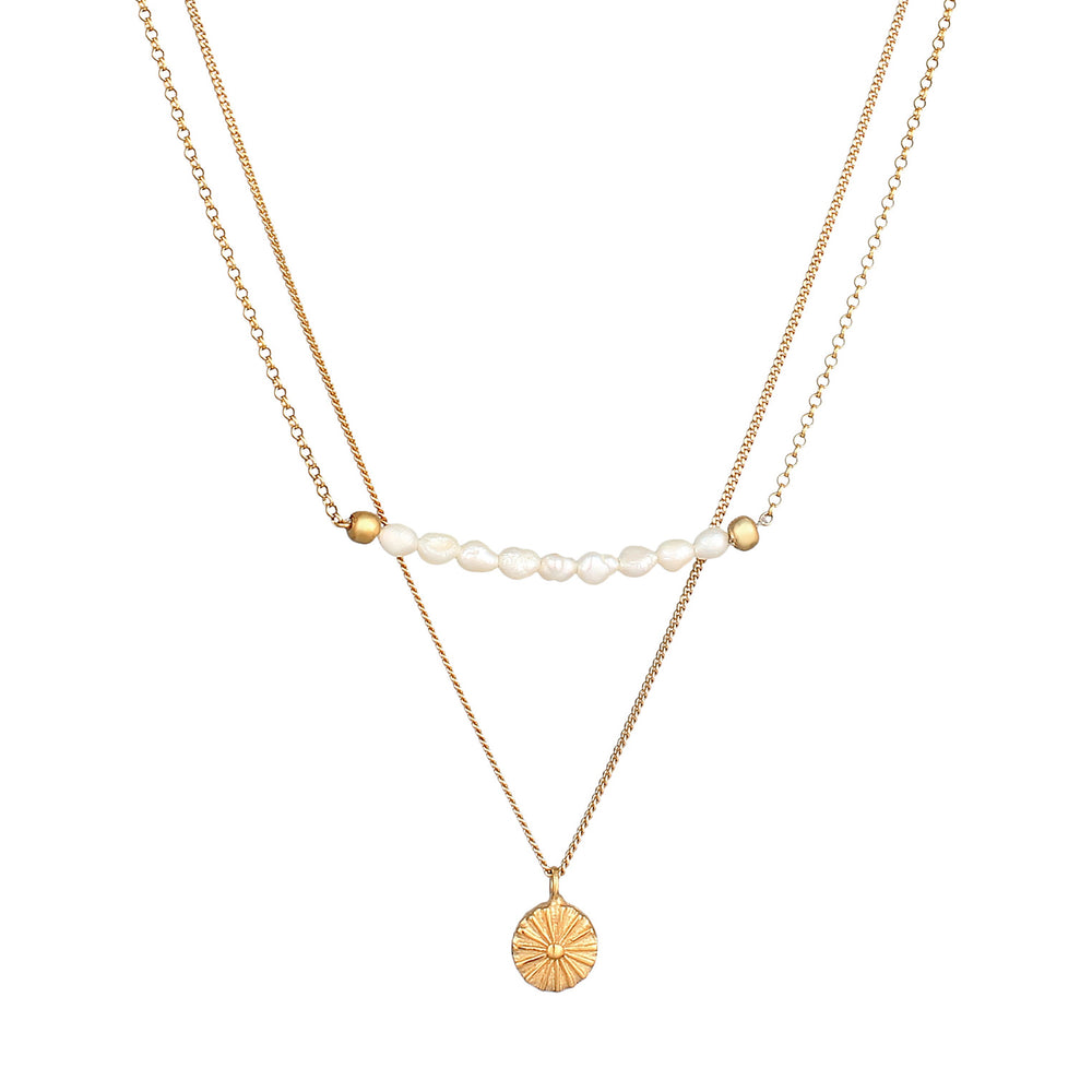 Boho layered necklace | Freshwater pearls