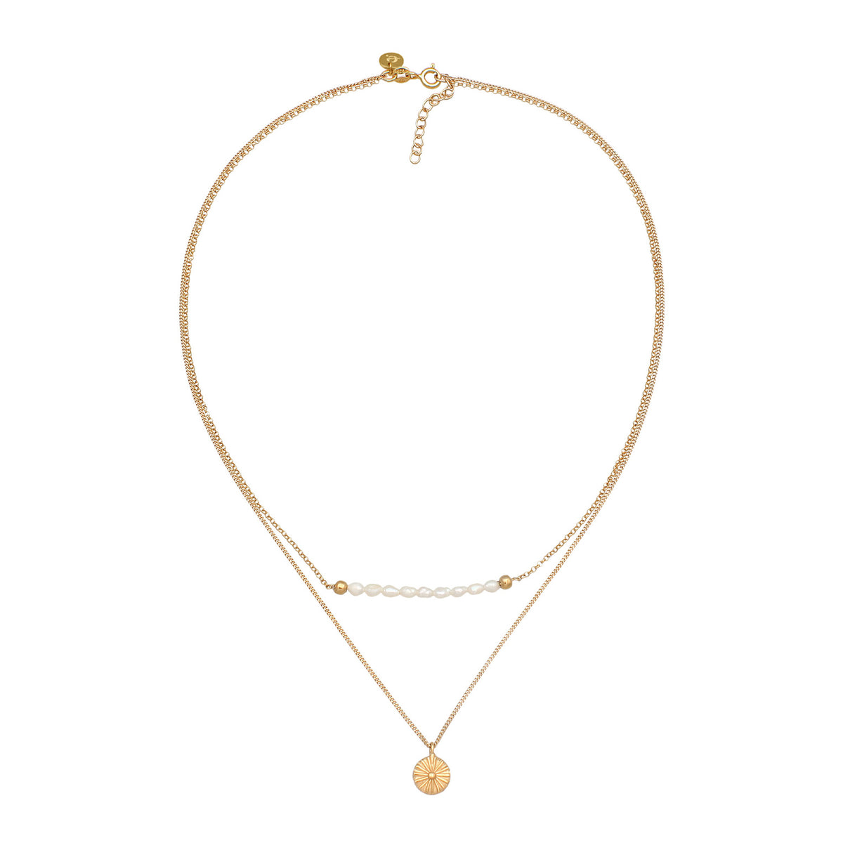 Gold - Elli PREMIUM | Layer-Halskette Boho | Süßwasserzuchtperlen | 925er Sterling Silber vergoldet