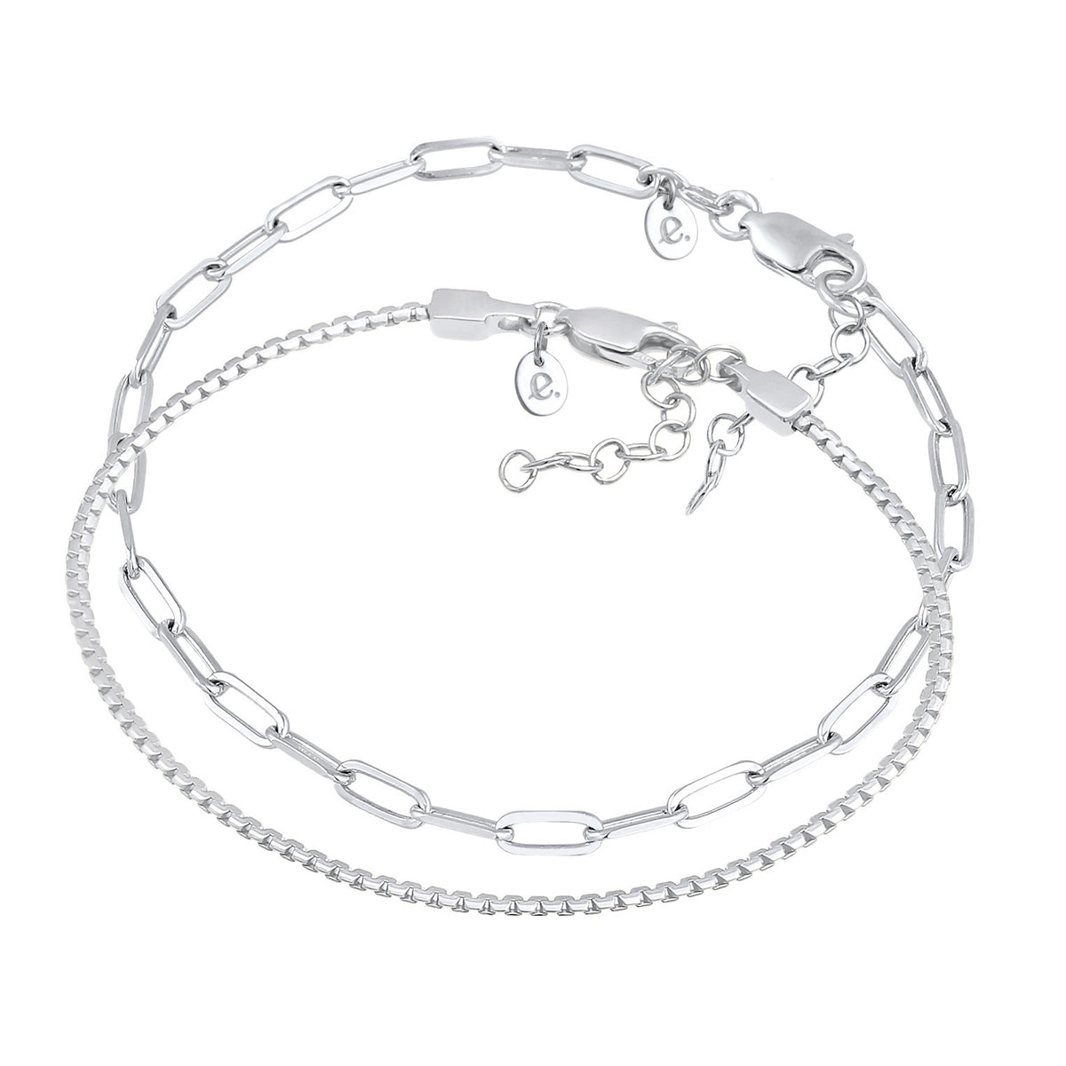 Silber - Elli PREMIUM | Basic Armbänder 2er Set | 925er Sterling Silber
