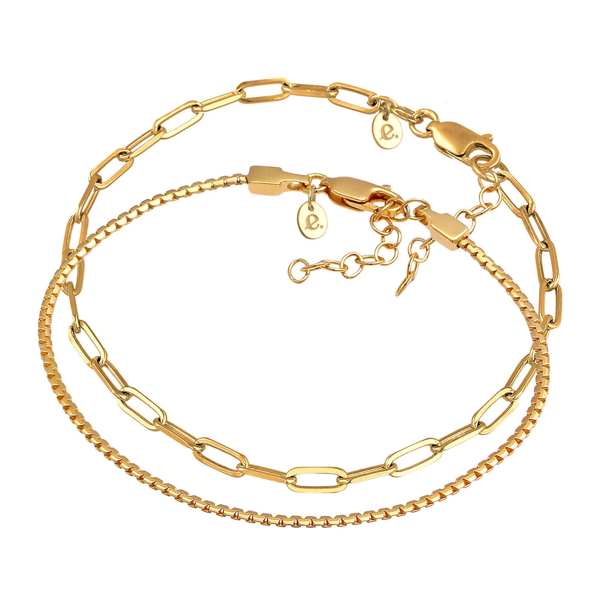 Gold - Elli PREMIUM | Gliederarmband Set Basic | 925er Sterling Silber