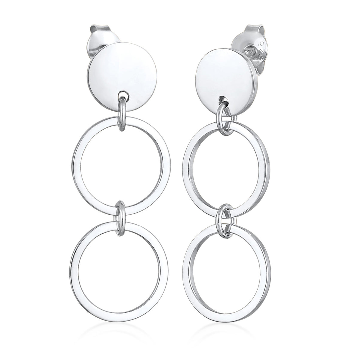 Silber - Elli | Ohrhänger Plättchen Ringe | 925er Sterling Silber