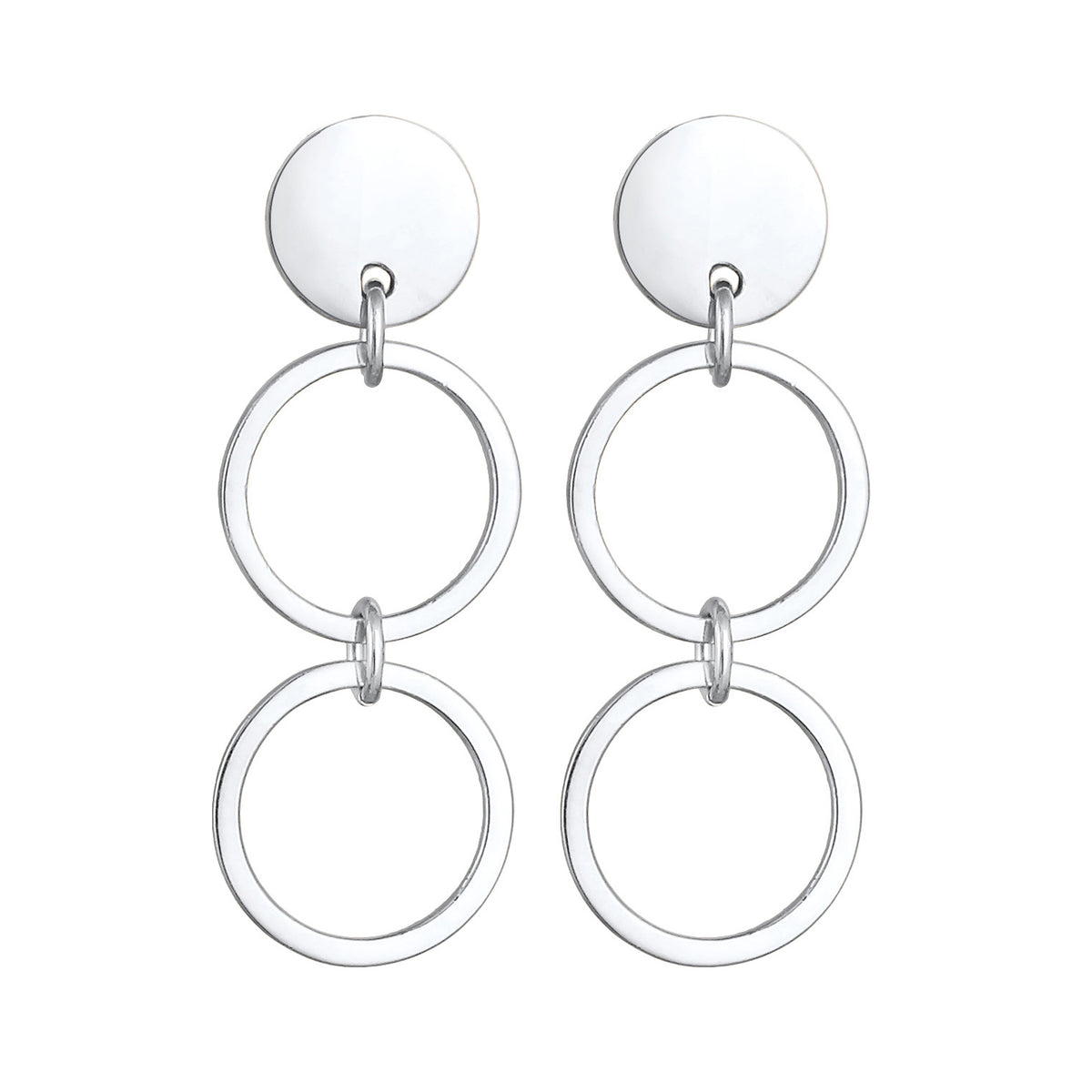 Silber - Elli | Ohrhänger Plättchen Ringe | 925er Sterling Silber