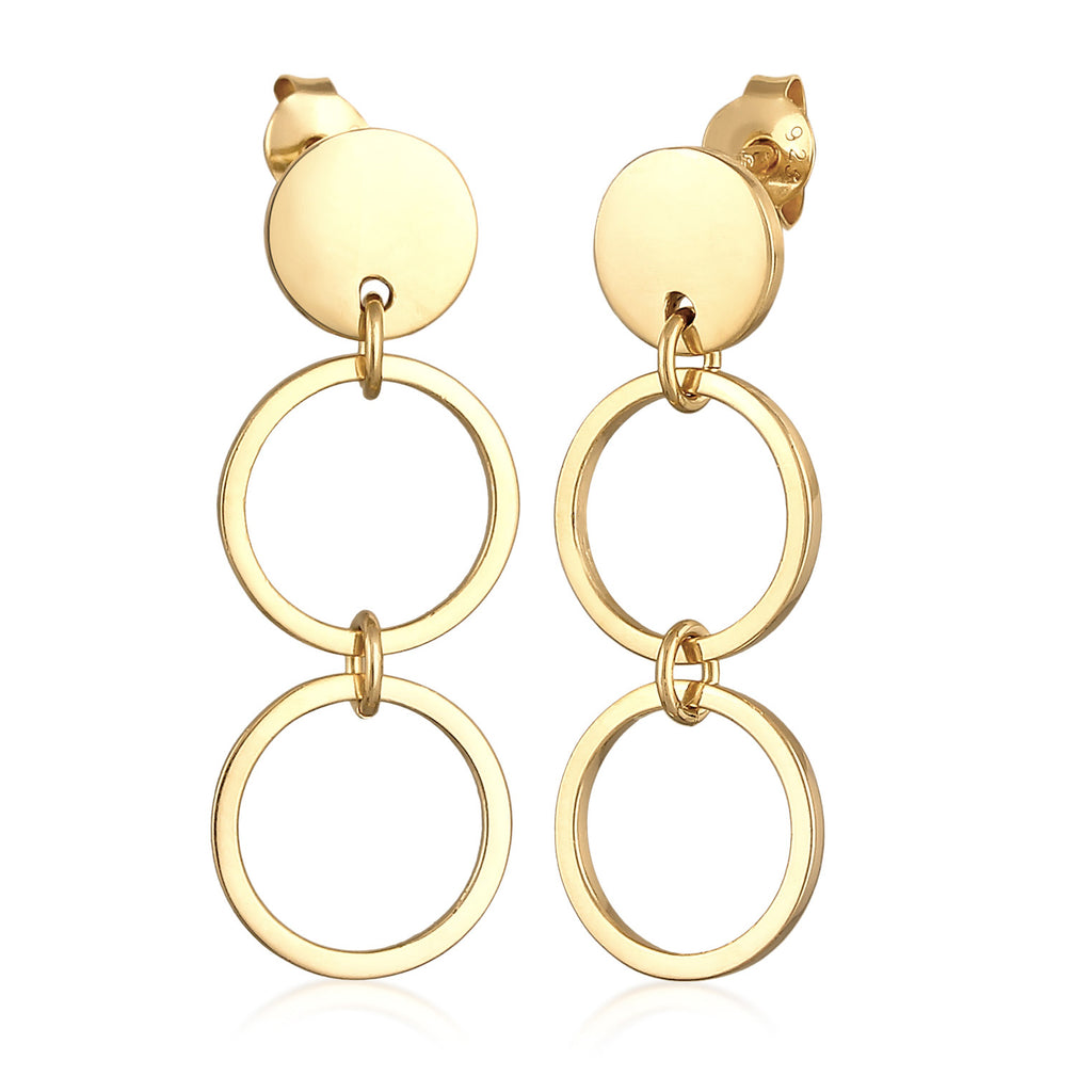 Gold - Elli | Ohrhänger Plättchen Ringe | 925er Sterling Silber