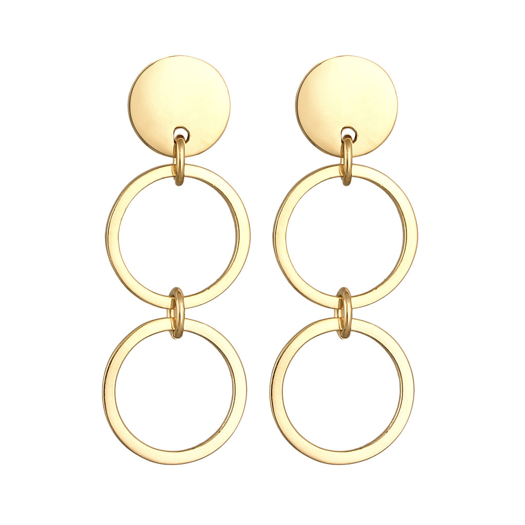 Gold - Elli | Ohrhänger Plättchen Ringe | 925er Sterling Silber